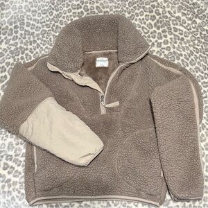 Abercrombie & Fitch Brown Sherpa Quarter-Zip Jacket